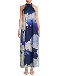 Sky Floral Halter Dress