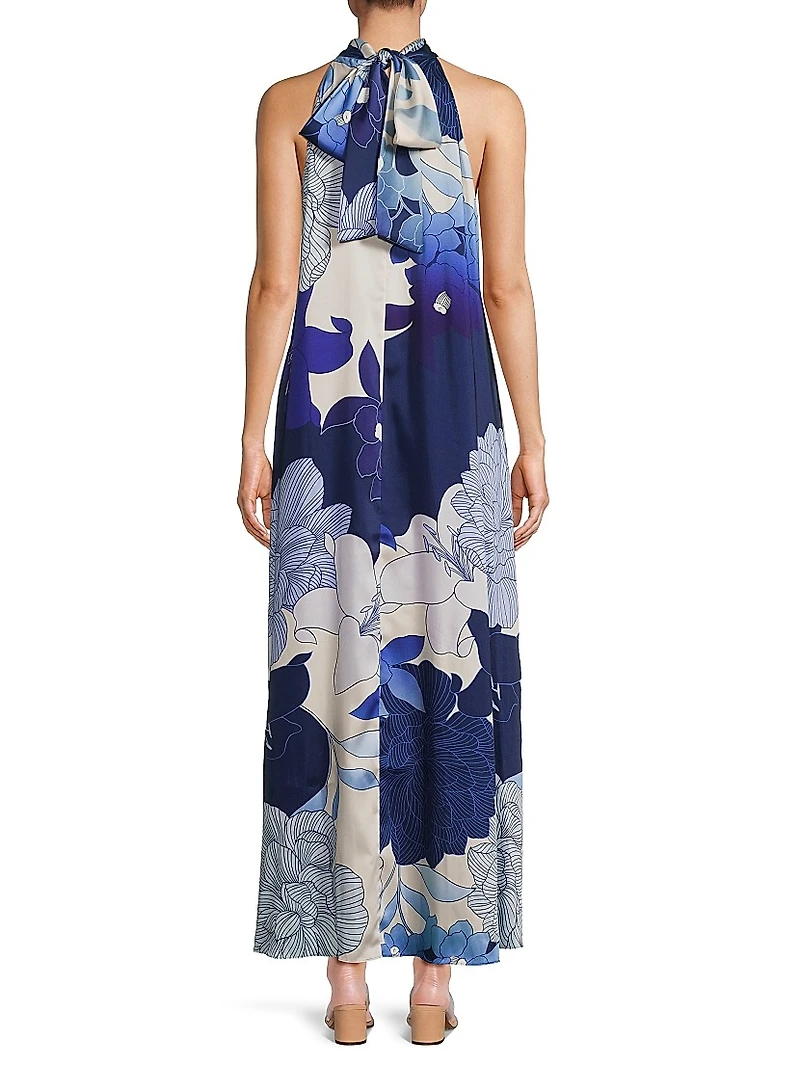 Sky Floral Halter Dress
