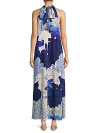 Sky Floral Halter Dress