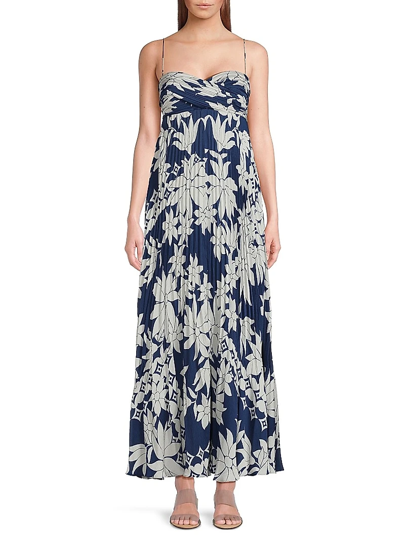Avery Pleated Floral Maxi Dress