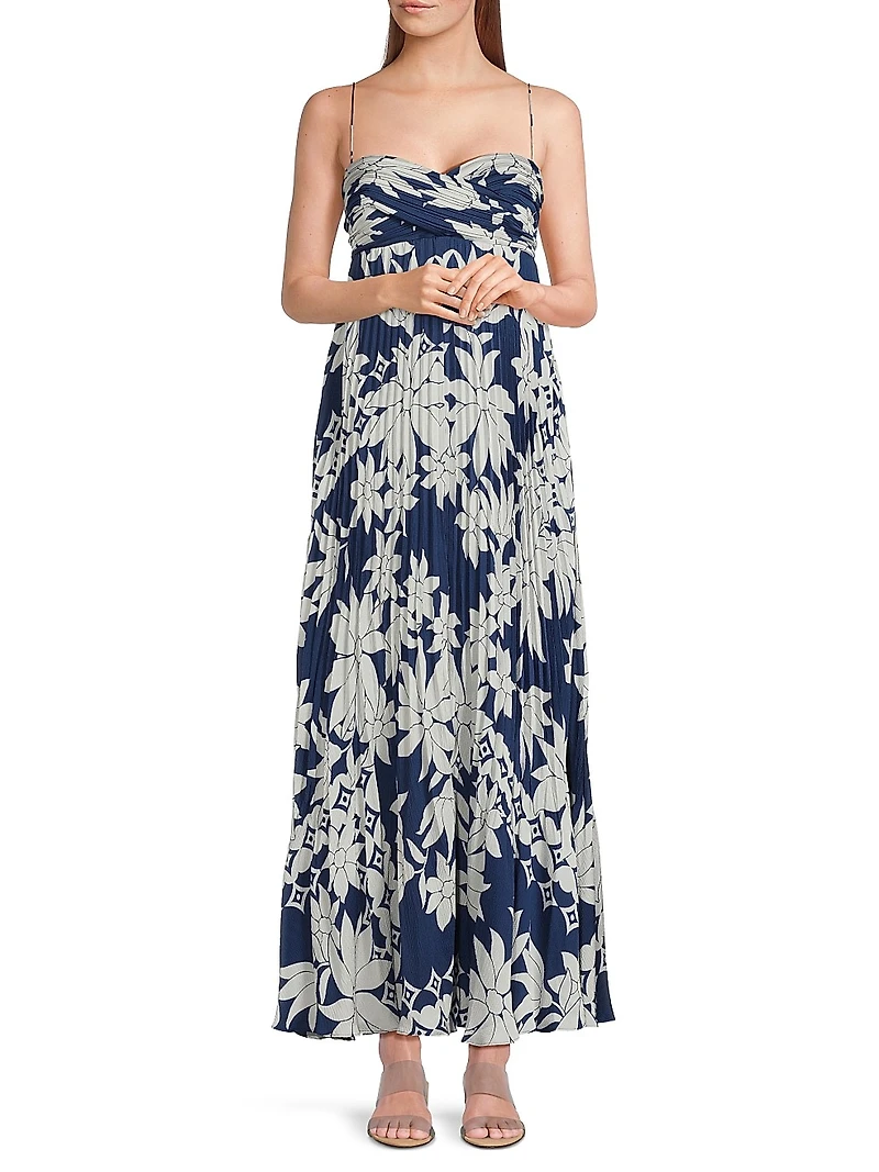 Avery Pleated Floral Maxi Dress