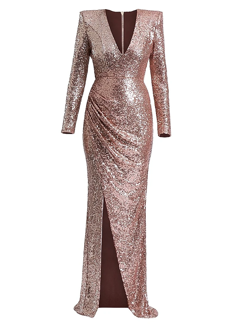 Perfume Exotico Sequined Wrap Gown
