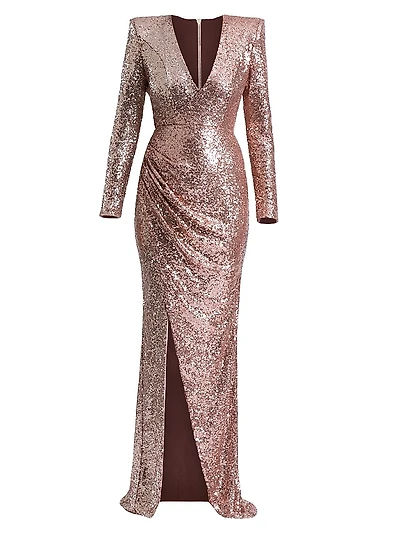 Perfume Exotico Sequined Wrap Gown