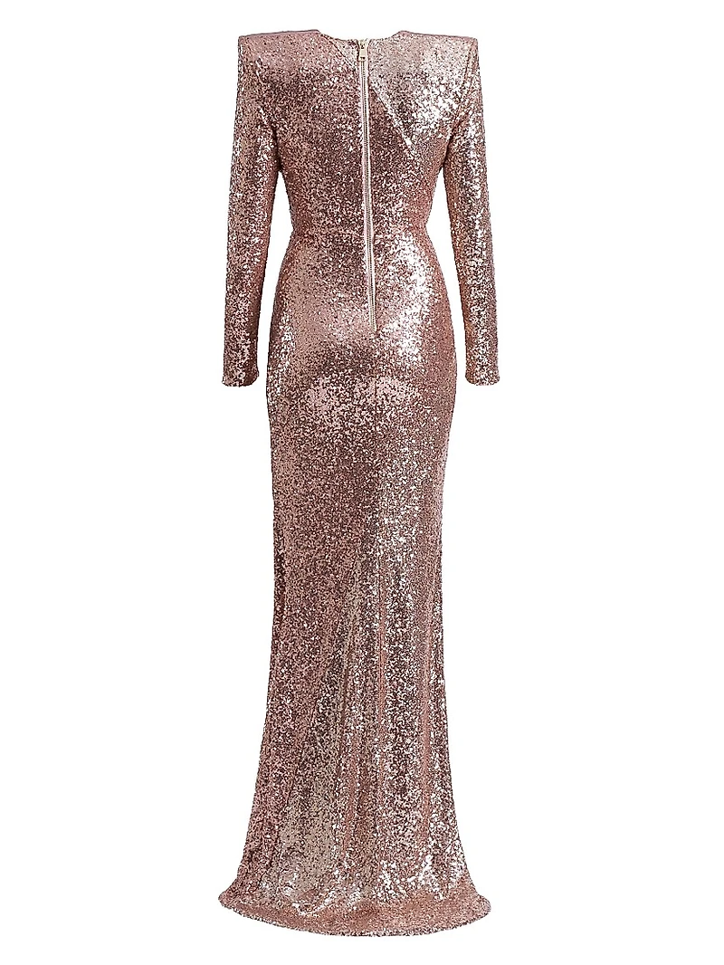 Perfume Exotico Sequined Wrap Gown