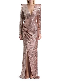 Perfume Exotico Sequined Wrap Gown