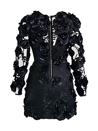 Aonia Embellished Floral Mesh Minidress