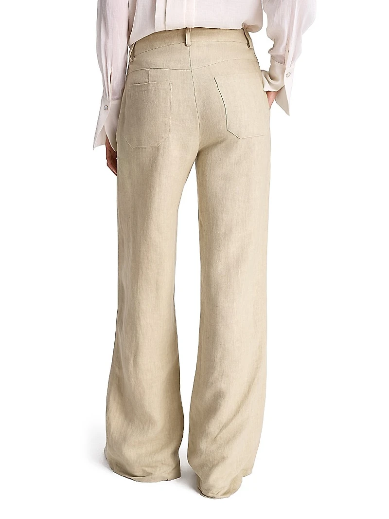 Howard Linen Straight-Leg Pants