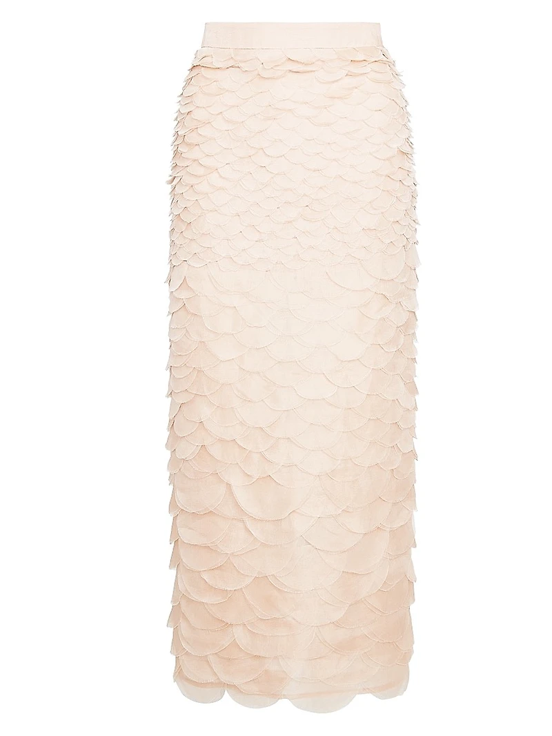 Fishscale Sylkie Silk Midi-Skirt