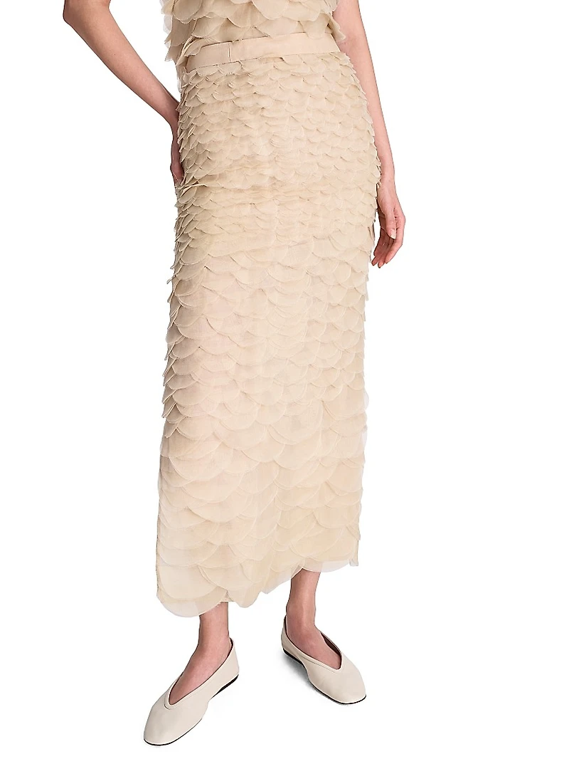 Fishscale Sylkie Silk Midi-Skirt