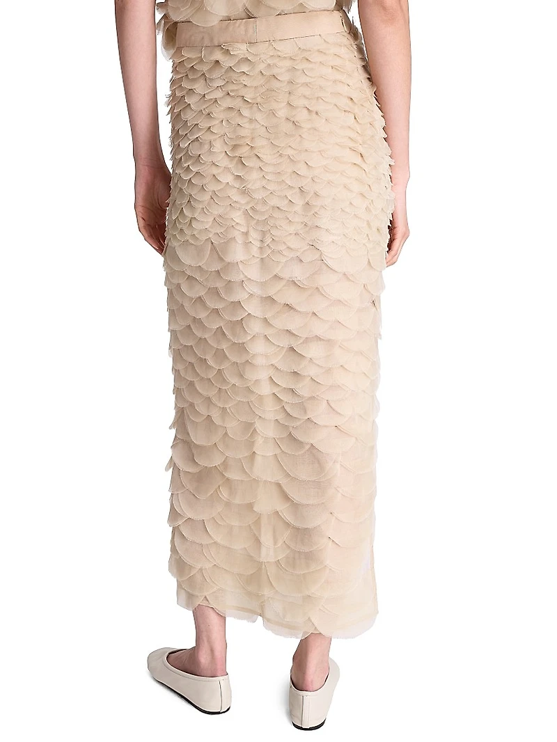 Fishscale Sylkie Silk Midi-Skirt