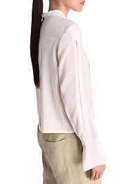 Patti Pleated Tie-Neck Cotton-Silk Blouse