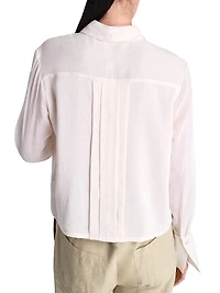 Patti Pleated Tie-Neck Cotton-Silk Blouse
