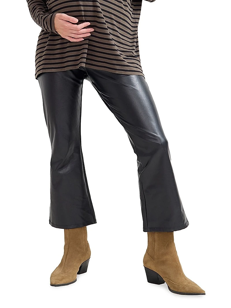 The Stretch Leather Maternity Crop Flare