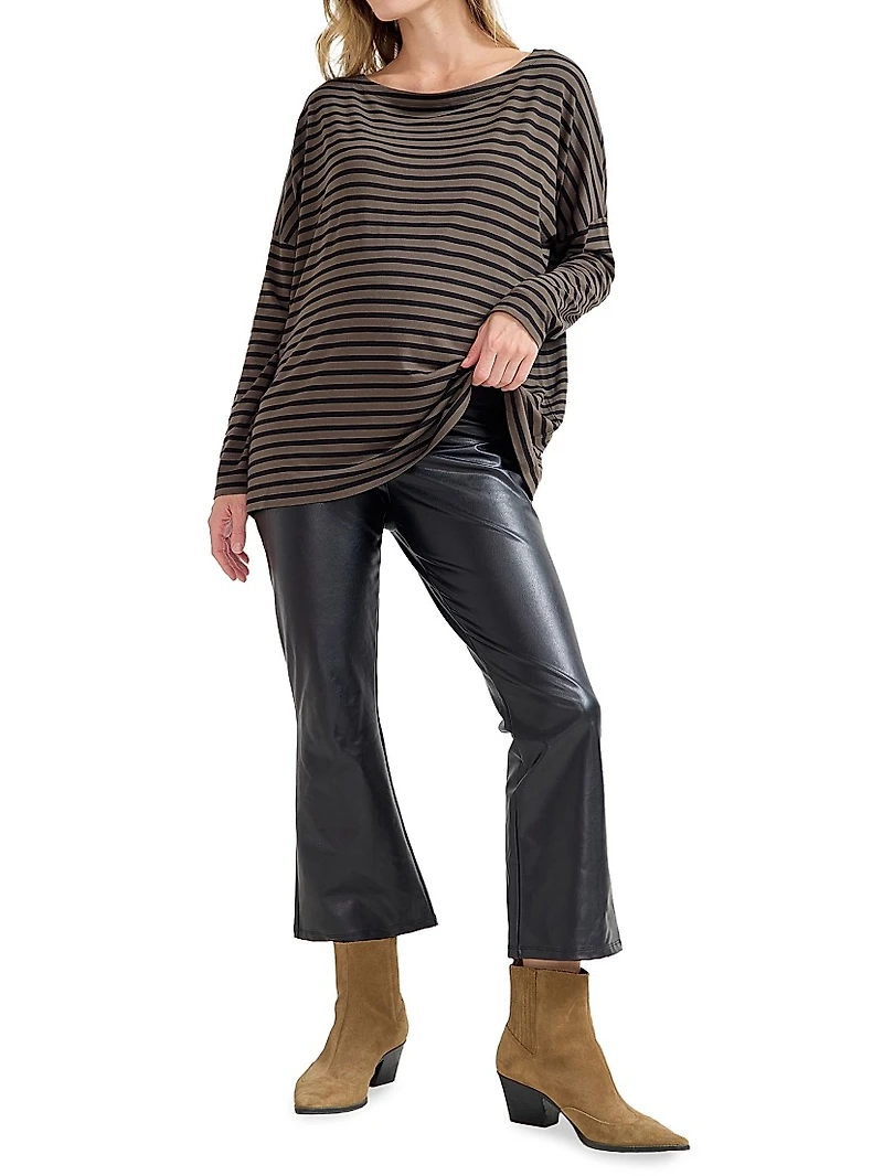 The Stretch Leather Maternity Crop Flare