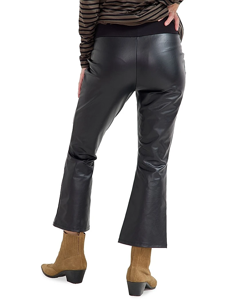 The Stretch Leather Maternity Crop Flare
