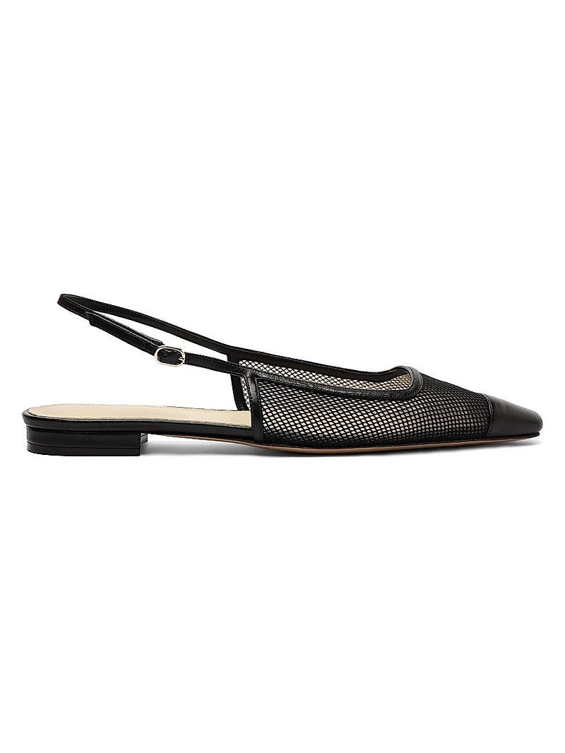Olivia Mesh & Leather Slingback Flats