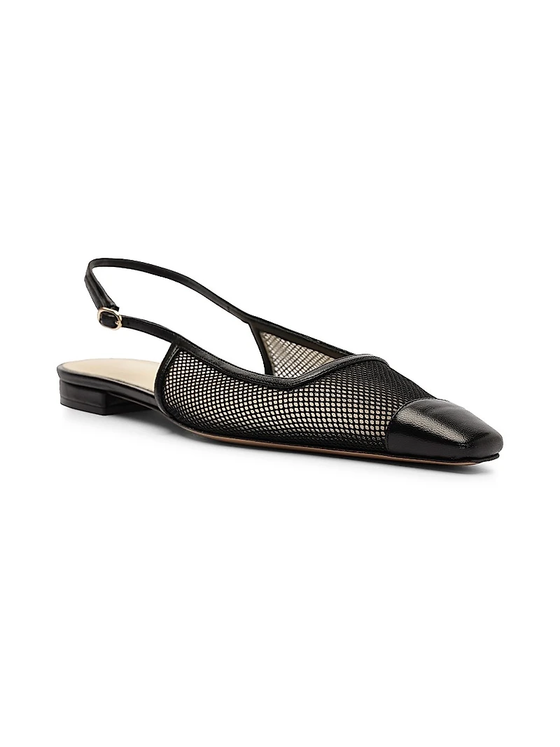 Olivia Mesh & Leather Slingback Flats