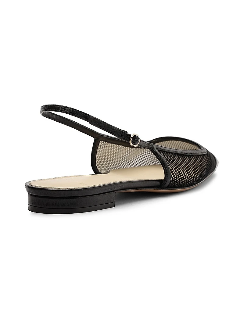 Olivia Mesh & Leather Slingback Flats