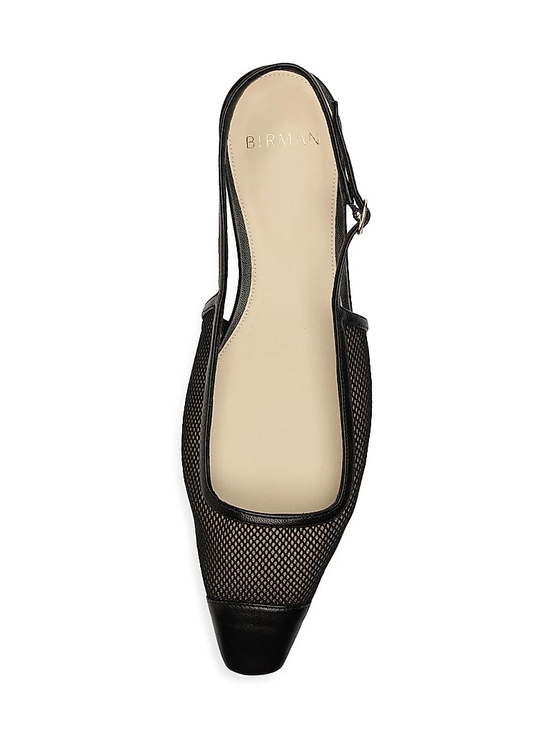 Olivia Mesh & Leather Slingback Flats