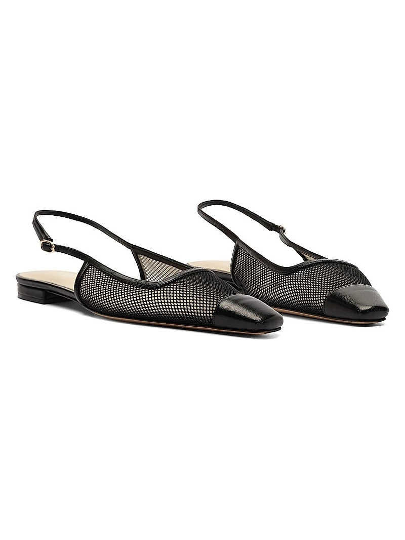 Olivia Mesh & Leather Slingback Flats