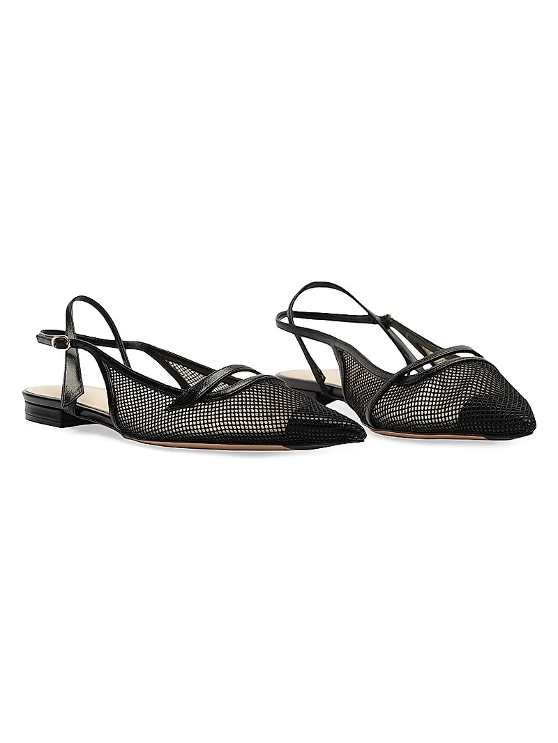 Tita Mesh & Leather Slingback Flats