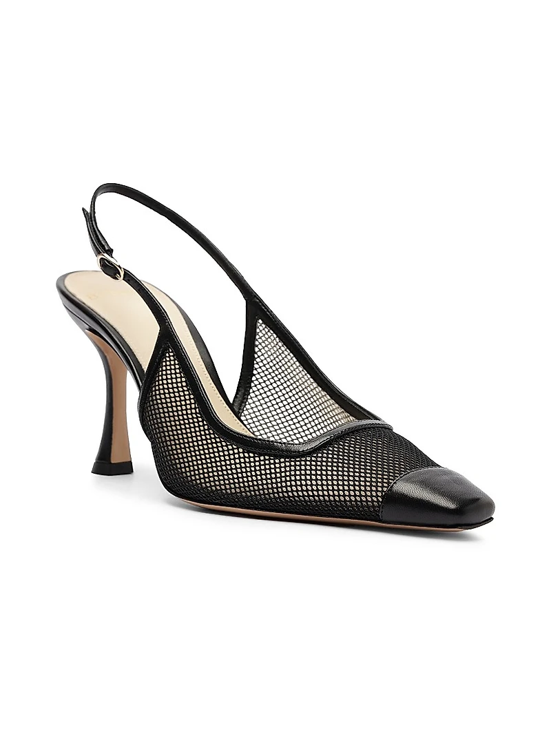 Olivia 85MM Mesh & Leather Pumps