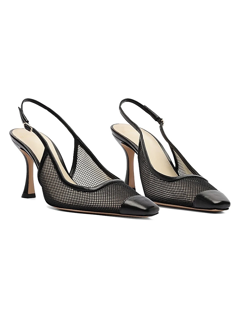 Olivia 85MM Mesh & Leather Pumps