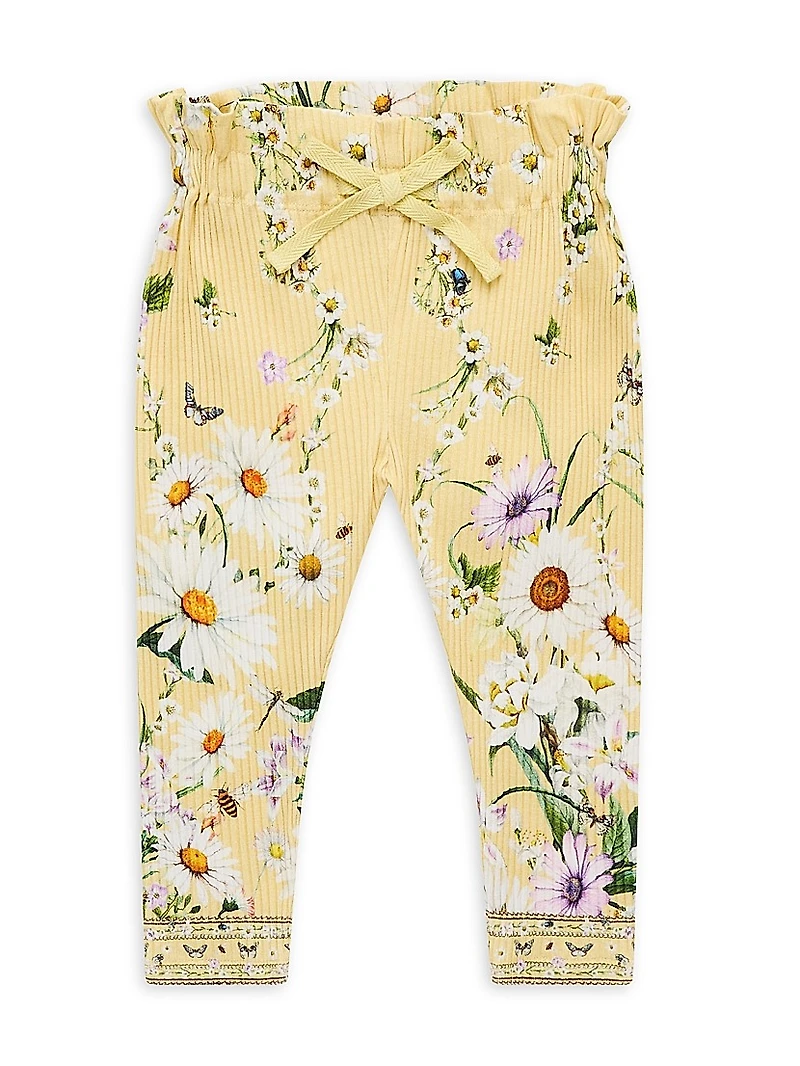 Baby Girl's Daisy Chains Ruffled Ribbed Leggings