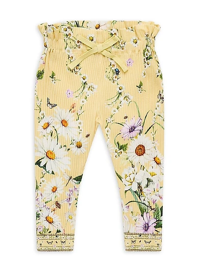 Baby Girl's Daisy Chains Ruffled Ribbed Leggings