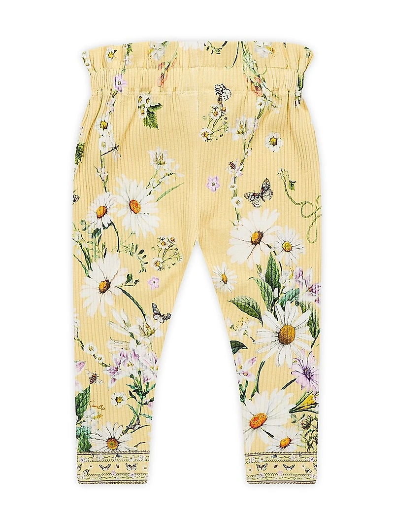 Baby Girl's Daisy Chains Ruffled Ribbed Leggings