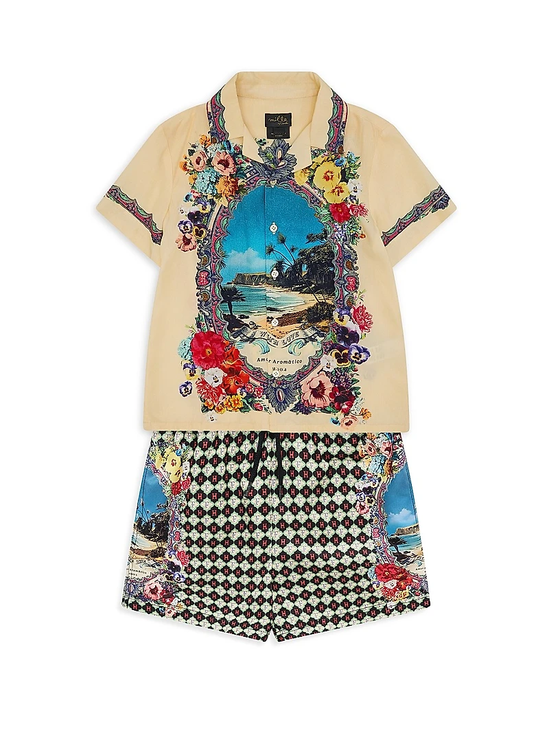 Little Boy's & Tropical Print Short-Sleeve Shirt