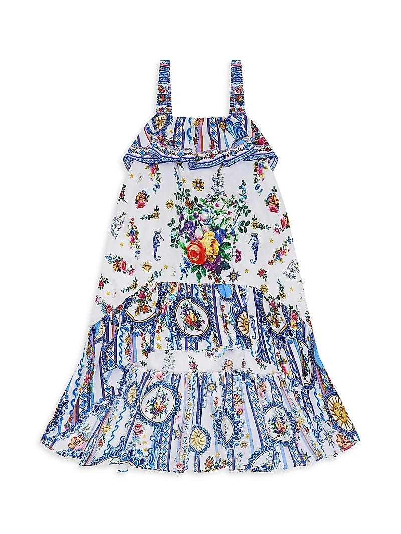 Little Girl's & Tiles Darls Tiered Hi-Low Dress