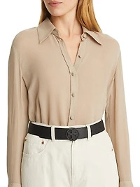 Logo Pebbled Leather Belt