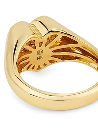 Love Notes 14K Yellow Gold & 0.18 TCW Diamond Heart Signet Ring