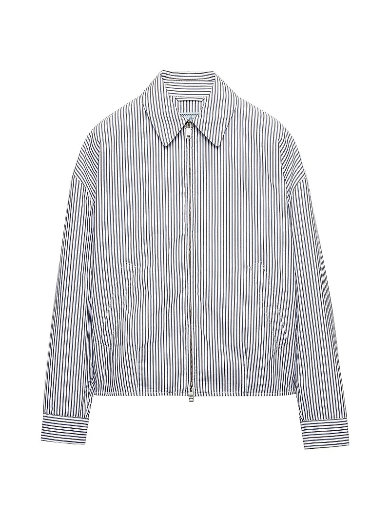 Striped Poplin Blouson Jacket