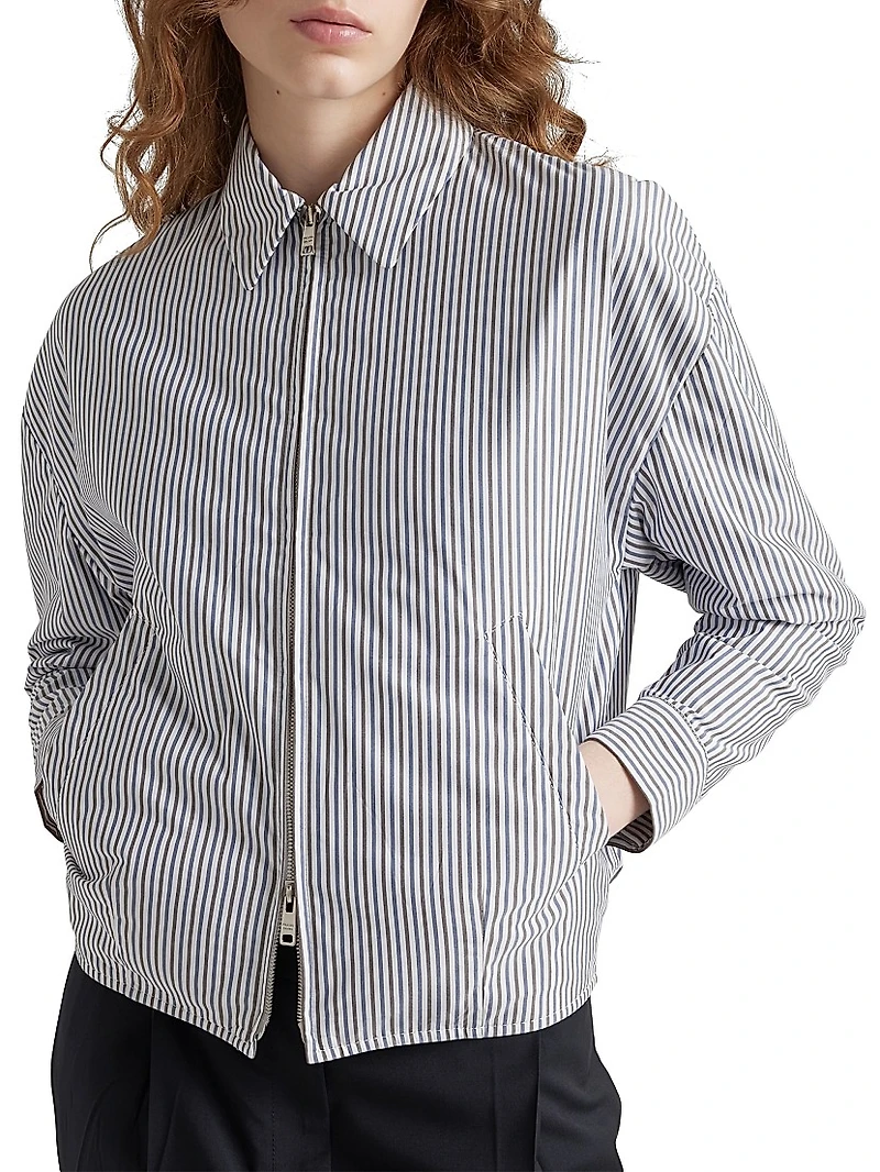 Striped Poplin Blouson Jacket