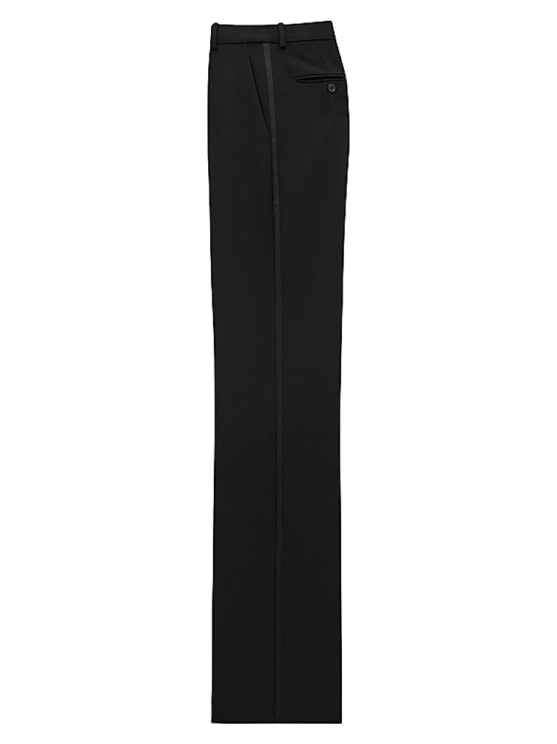 Flared Tuxedo Pants in Grain De Poudre