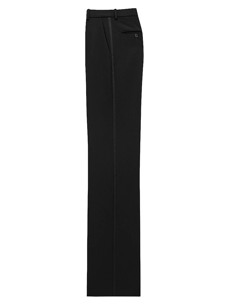 Flared Tuxedo Pants in Grain De Poudre