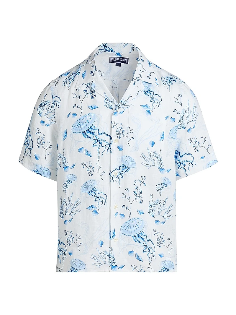 Medusa & Shells Linen Camp Shirt