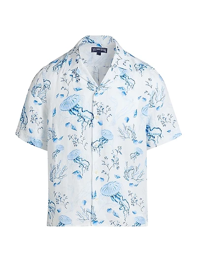 Medusa & Shells Linen Camp Shirt