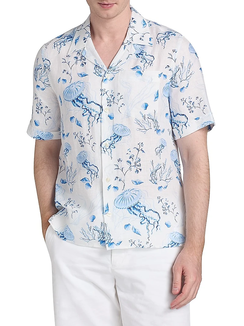 Medusa & Shells Linen Camp Shirt