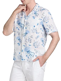 Medusa & Shells Linen Camp Shirt