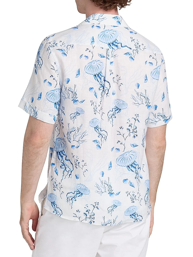 Medusa & Shells Linen Camp Shirt