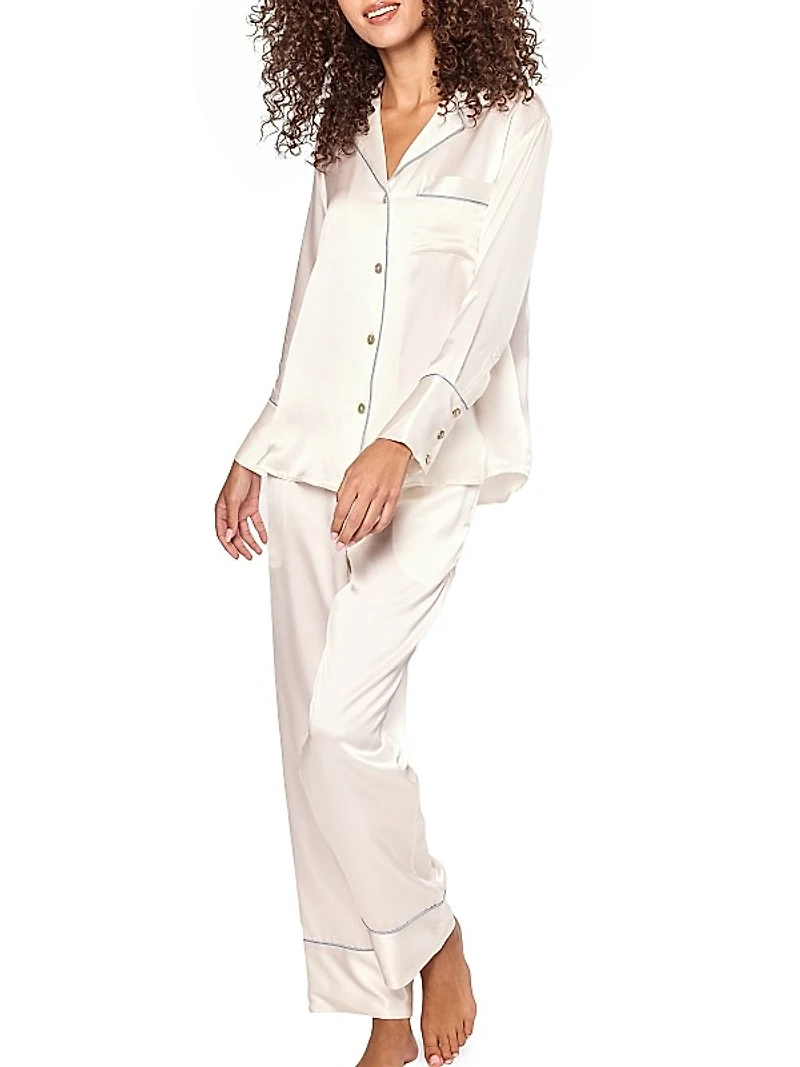 Mulberry Silk Piped Pajamas