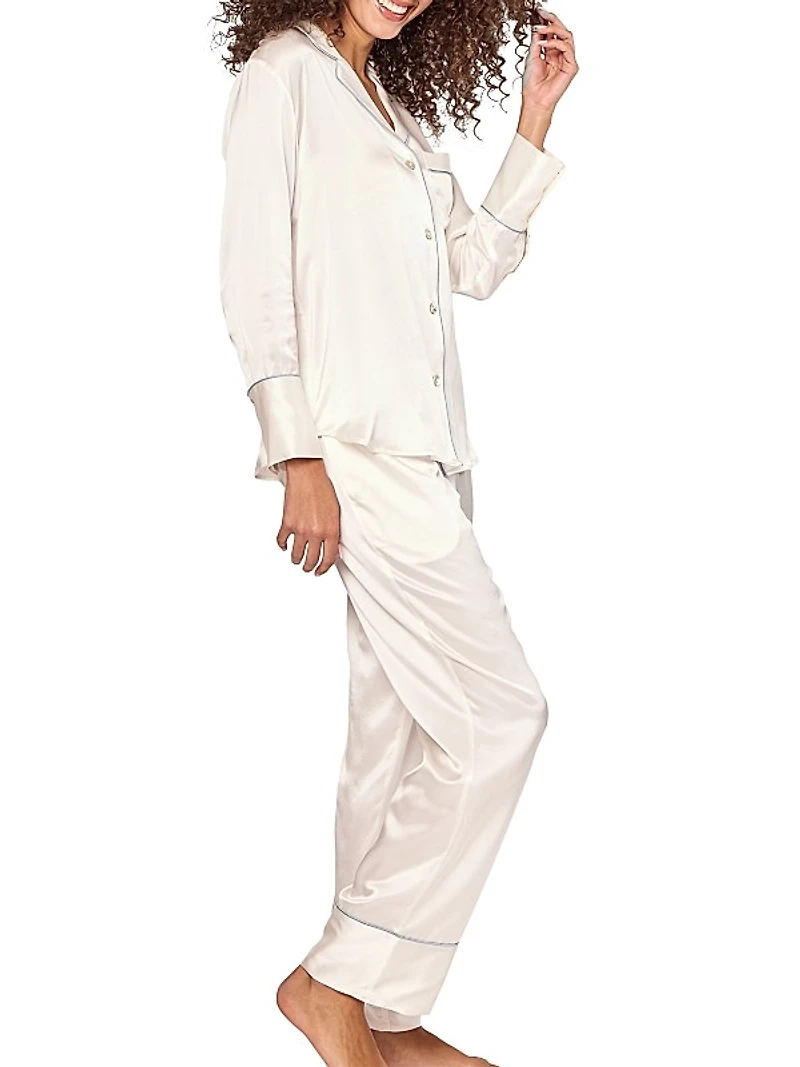 Mulberry Silk Piped Pajamas