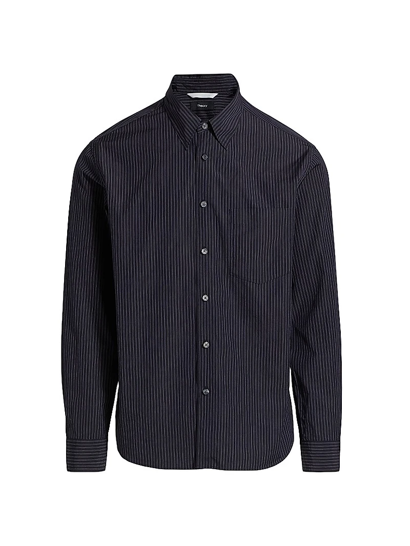 Weekend Striped Cotton Poplin Button-Front Shirt