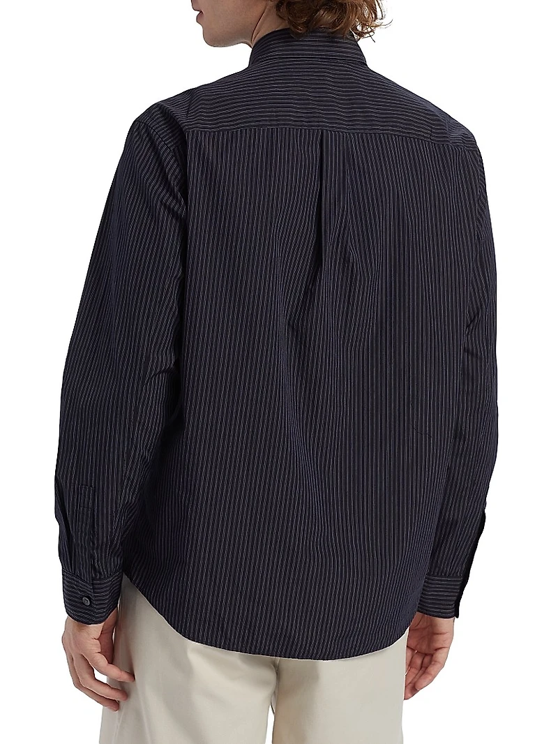 Weekend Striped Cotton Poplin Button-Front Shirt