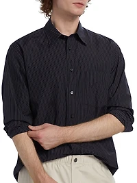 Weekend Striped Cotton Poplin Button-Front Shirt
