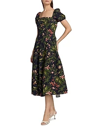 Lindi Silk-Linen Midi-Dress