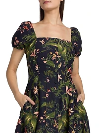 Lindi Silk-Linen Midi-Dress